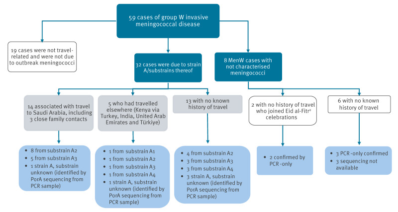 Increase in serogroup W invasive meningococcal disease in England associated with pilgrimage to Saudi Arabia, January 2024 to June 2025.