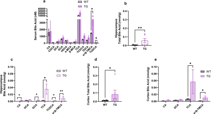 Bile Acid Profile Differs Between Brain Regions in Rodents and Is Disrupted in a Rodent Model of Alzheimer's Disease.