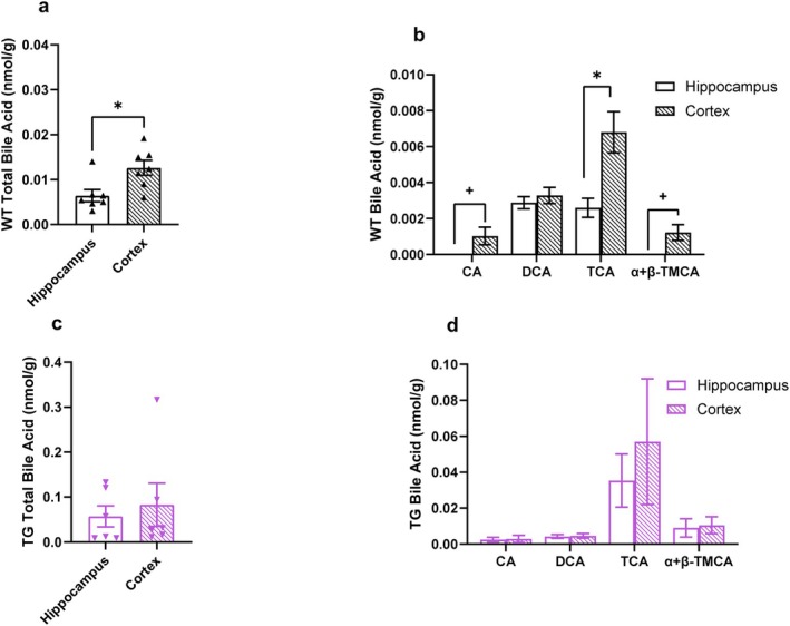 Bile Acid Profile Differs Between Brain Regions in Rodents and Is Disrupted in a Rodent Model of Alzheimer's Disease.