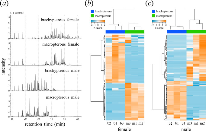 Divergence in cuticular wax profiles generates partial behavioural isolation between leaf beetle populations with different dispersal traits.