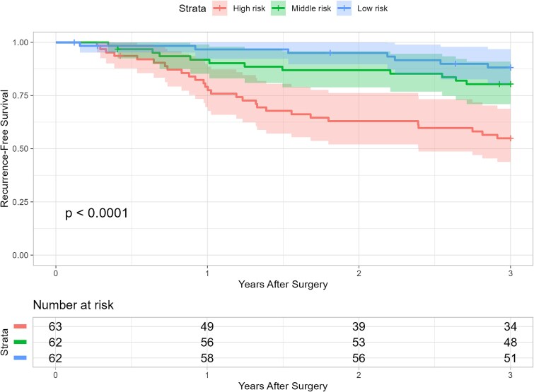 Development of a dynamic prediction model with the inclusion of time-dependent inflammatory biomarker enhances recurrence prediction after curative surgery for stage II or III gastric cancer.