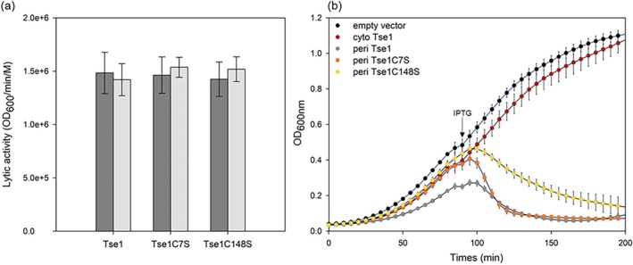 Two cysteines control Tse1 secretion by H1-T6SS in Pseudomonas aeruginosa.