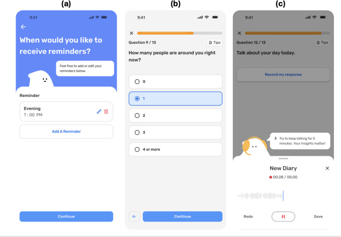 Fabla: A voice-based ecological assessment method for securely collecting spoken responses to researcher questions.