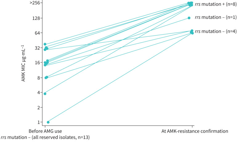 Risk factors, molecular analysis and treatment outcomes of amikacin-resistant <i>Mycobacterium avium</i> complex pulmonary disease.