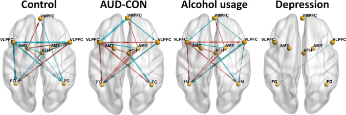 Altered effective connectivity of emotion perception and regulation networks during an emotional face perception task in adults with alcohol use disorder.