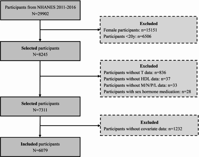 Association between circulatory immune cell to high-density lipoprotein cholesterol ratios and testosterone level in adult men: findings from NHANES 2011-2016.