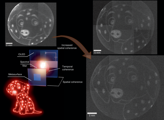 OLED illuminated metasurfaces for holographic image projection