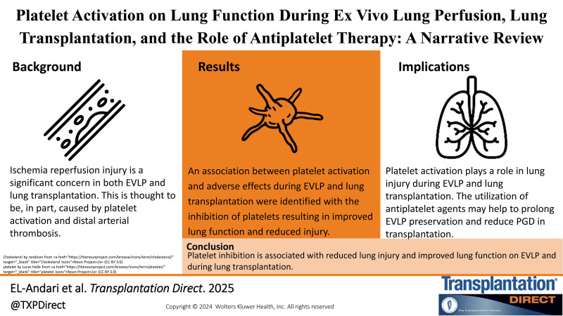Platelet Activation on Lung Function During Ex Vivo Lung Perfusion, Lung Transplantation, and the Role of Antiplatelet Therapy: A Narrative Review.