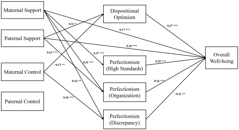 The Mediating Role of Dispositional Optimism and Perfectionism on the Relationship Between Perceived Parental Psychological Control and Support and Adolescents' Well-Being.