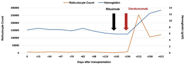 Pure Red Cell Aplasia After ABO-Incompatible Allogeneic Hematopoietic Stem Cell Transplantation Successfully Treated With Daratumumab: Report of Two Cases.