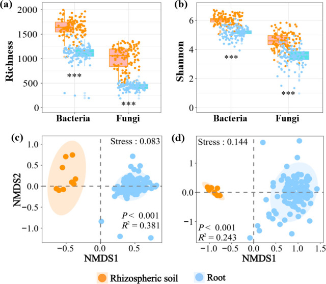 Regional-scale biogeographical patterns of soil- and root-associated microbial communities across nine planted Chinese fir forests.