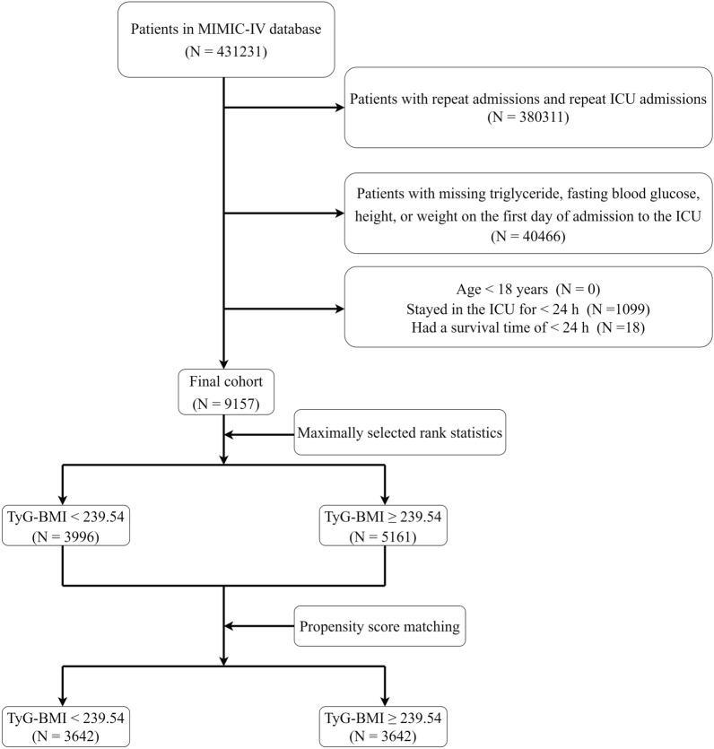 The association between triglyceride glucose-body mass index and mortality in intensive care unit patients: a propensity score matching analysis.