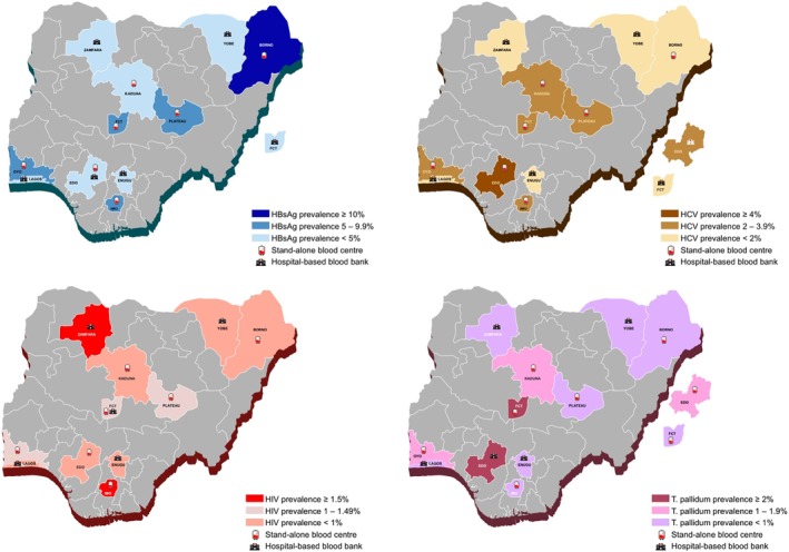 A nationwide retrospective study of the seroprevalence and risk factors of transfusion-transmissible infections among blood donors in Nigeria.