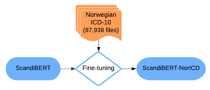 Domain-Specific Pretraining of NorDeClin-Bidirectional Encoder Representations From Transformers for <i>International Statistical Classification of Diseases, Tenth Revision,</i> Code Prediction in Norwegian Clinical Texts: Model Development and Evaluation Study.