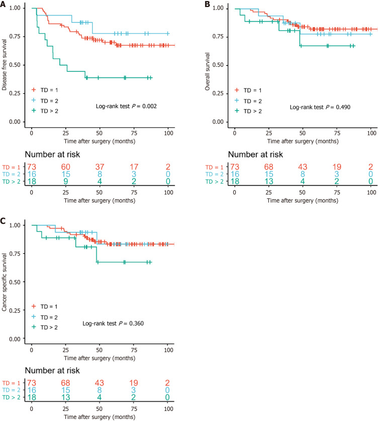 Important role of tumor deposits and negative lymph nodes in prognosis of N1c colorectal cancer patients.