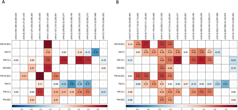 Shared genetic susceptibility between idiopathic inflammatory myopathies and common B cell lymphoma subtypes found primarily in the human leucocyte antigen region.