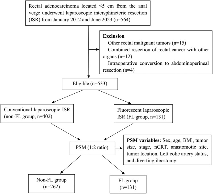 Clinical value of fluorescence laparoscopic surgery on anastomotic leakage prevention in ultra-low rectal cancer: real-world multicenter retrospective evidence with neoadjuvant chemoradiotherapy stratification.