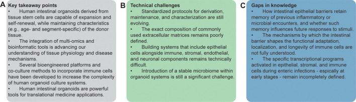 Intestinal organoid models as tools to interrogate the physiology of human mucosal tissues and host-microbe interactions.