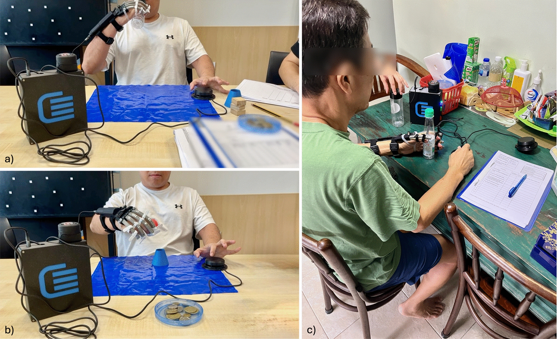Feasibility of post-stroke hand rehabilitation supported by a soft robotic hand orthosis in-clinic and at-home.