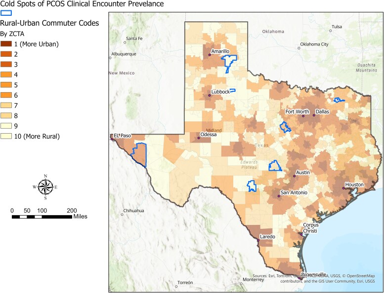 Identifying Geographic Cold Spots of PCOS Diagnosis in Texas: A Spatial Analysis of Underdiagnosis and Rural Disparities.