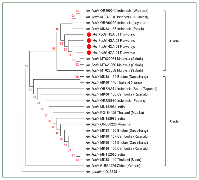 Genetic diversity and phylogeographic structure of Anopheles kochi, Anopheles maculatus, and Anopheles vagus: ITS2-based analysis of highland transboundary populations in the Menoreh Hills, Java, Indonesia.
