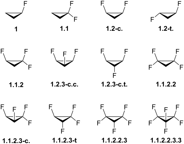 Thermodynamics and polarity-driven properties of fluorinated cyclopropanes.