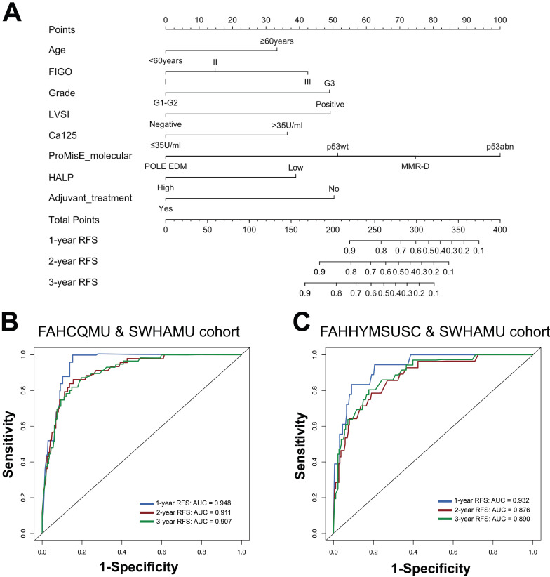Development and validation of a prediction model for recurrence based on ProMisE molecular classifier and immune-inflammatory- nutritional score in endometrial carcinoma: a retrospective multiple-center study.