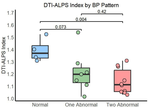 Abnormal sleep blood pressure patterns are associated with the diffusion tensor imaging along the perivascular space index in cognitively impaired individuals.