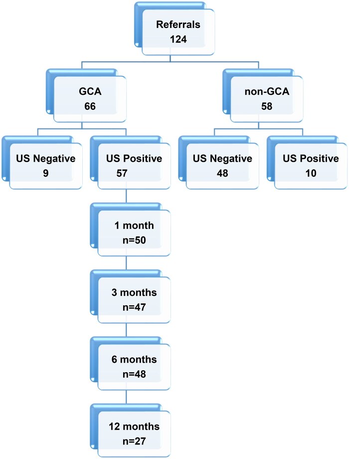 A prospective cohort study evaluating the role of quantifying sonographic inflammatory changes in GCA.