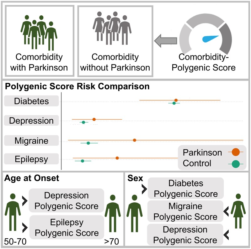 Polygenic scores contribution to Parkinson's disease comorbidities.