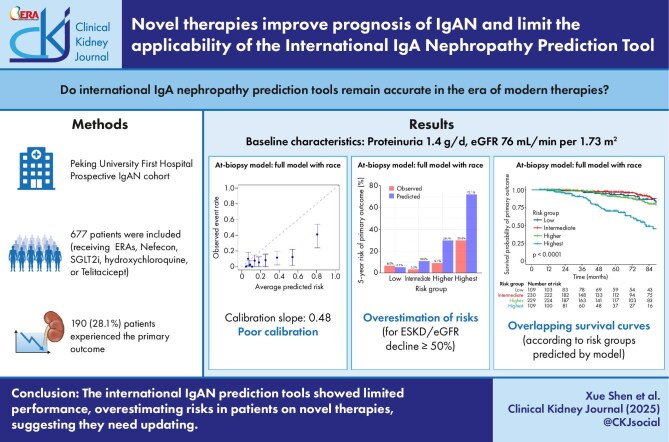Novel therapies improve prognosis of IgAN and limit the applicability of the International IgA Nephropathy Prediction Tool.