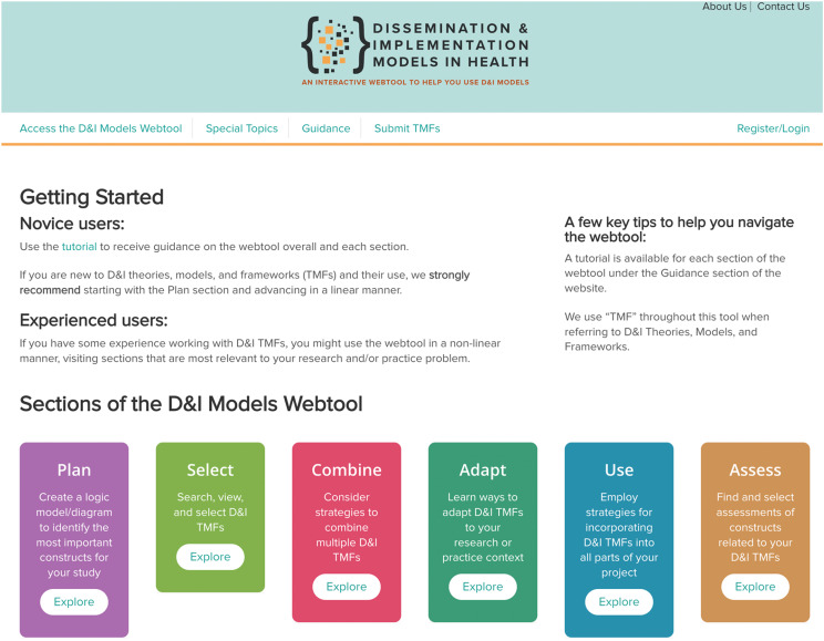 The 10-year anniversary of the dissemination and implementation models in health interactive webtool: History, refinement, use, and guidance.