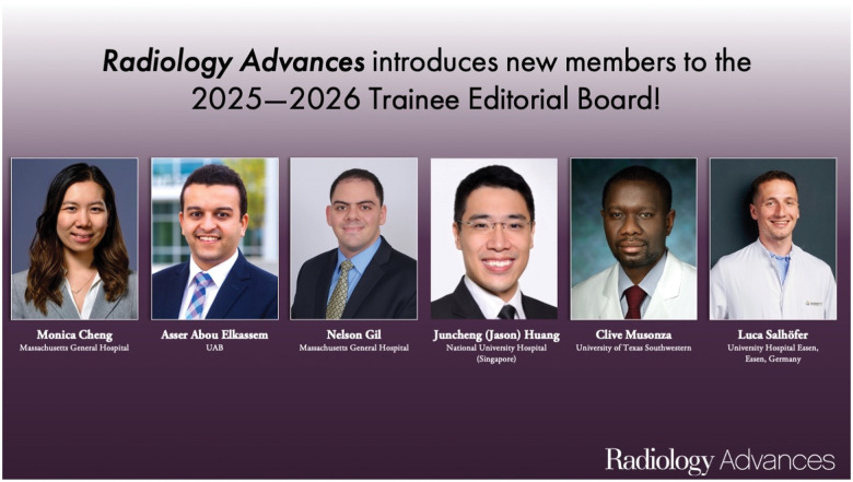 The inaugural trainee editorial board of <i>Radiology Advances</i>.