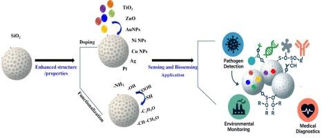 Enhanced recognition of doped and functionalized silica nanomaterials for electrochemical sensors and biosensors