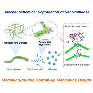 Artificial kink defects enable high-efficiency degradation of nanocellulose via mechanochemical activation