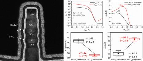 Improving electrical performance and reliability of stacked SiGe/Si FinFETs using O3 passivation for I/O devices