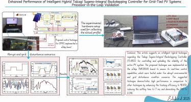 Enhanced performance of intelligent hybrid Takagi Sugeno-Integral Backstepping controller for grid-tied PV systems: processor-in-the-loop validation