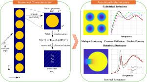 Numerical characterization of inclusion based acoustic meta-materials