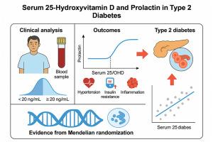 A nonlinear, causal link between serum 25-hydroxyvitamin D and prolactin in type 2 diabetes: Evidence from clinical and Mendelian randomization analyses