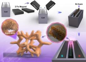 Electrocatalytic Hydrogen and Oxygen Dynamic Production via Magnetic-Field-Induced Aligned Alloyed Nickel-Iron Nanowires