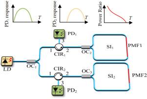 Dual Sagnac interferometers for sensitivity-enhanced temperature sensing based on amplitude comparison function
