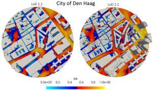 Quantifying the impact of urban geometric detail for urban air mobility risk forecasting