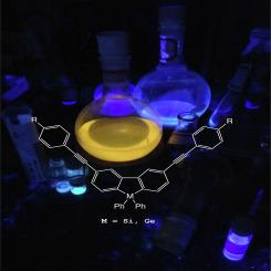 Synthesis and Characterization of 3,6-bis(alkynylaryl)-9,9-diphenyl Substituted Silafluorenes and Germafluorenes