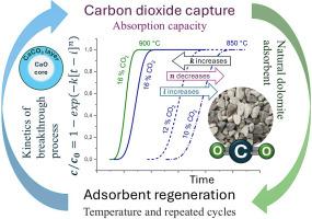 The study of natural dolomite as a prospective material for CO2 capture employing a novel approach to the evaluation of breakthrough curves