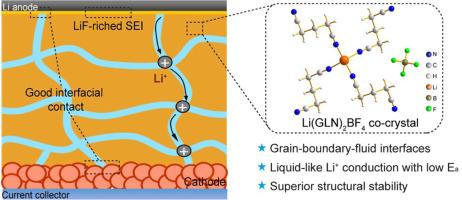 A low-melting solid electrolyte with grain-boundary fluidity for solid-state batteries