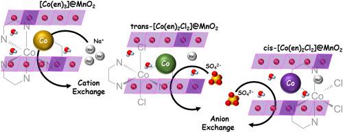 Ion-selective change storage in three types layered MnO2 films intercalated with different cobalt complexes