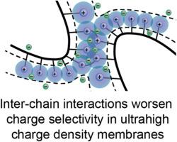 Electrostatic limits on charge selectivity in ultrahigh charge density polymer membranes