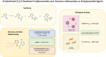 4-substituted (1,2,5-oxadiazol-3-yl)benzamides and -benzene sulfonamides as antiplasmodial agents