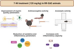 7-Nitroindazole, an nNOS inhibitor, reduces migraine-like nociception, demyelination, and anxiety-like behavior in a mouse model of relapsing-remitting multiple sclerosis