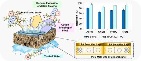 Tailoring nanofiltration membranes with MOF 303 modified support layer for enhanced PFAS and heavy metal separation